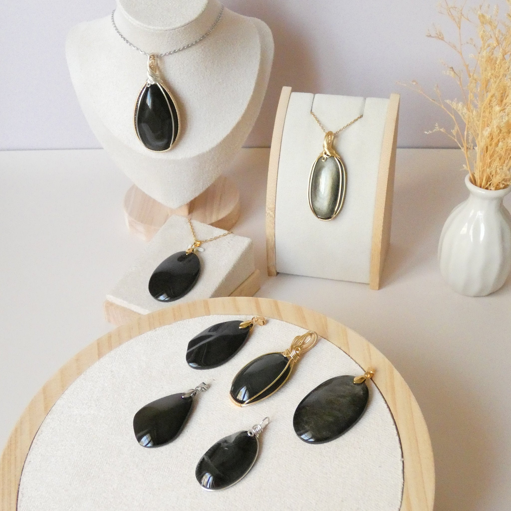 Pendentifs en obsidienne