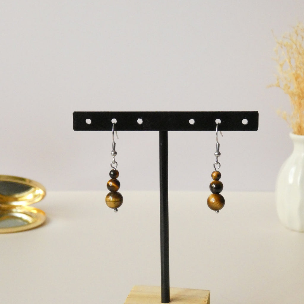 Boucles d’oreilles dégradé 3 perles – Pierres naturelles