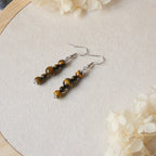 Boucles d’oreilles pendantes 5 perles – pierres naturelles