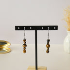 Boucles d’oreilles pendantes 5 perles – pierres naturelles