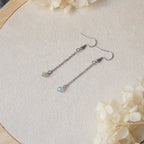 Boucles d’oreilles pendantes chaîne – labradorite facettée