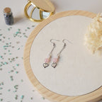 Boucles d’oreilles pendantes quartz rose et cœur