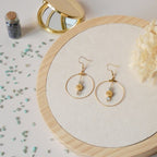 Boucles d’oreilles créoles labradorite et fleur dorée