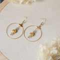Boucles d’oreilles créoles labradorite et fleur dorée