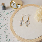 Boucles d’oreilles losange labradorite et chat