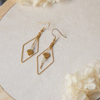 Boucles d’oreilles losange pierre de lune et arbre de vie