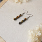 Boucles d’oreilles pendantes oeil de tigre – Pierres naturelles