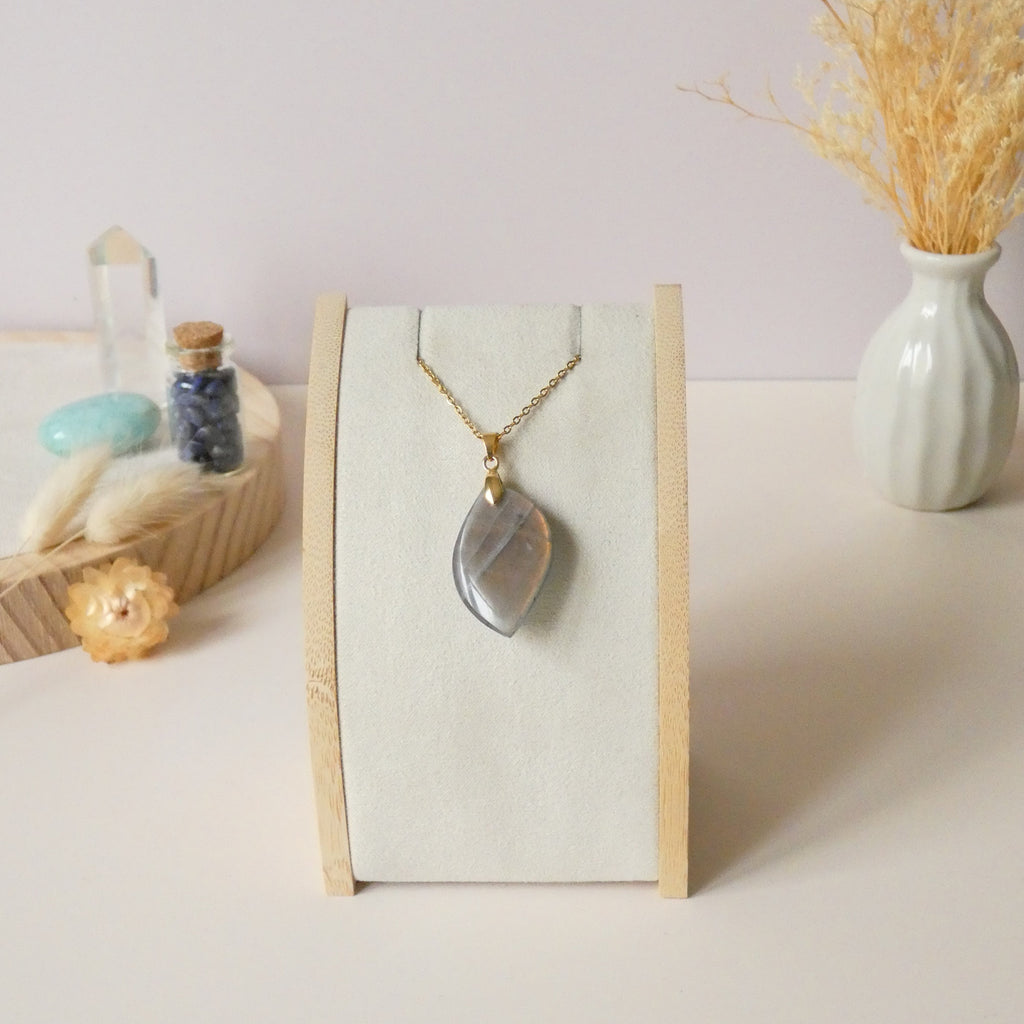 Pendentif en labradorite orange 3,1 cm bélière dorée