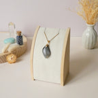 Pendentif en labradorite violet orange 2,9 cm bélière dorée