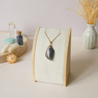 Pendentif en labradorite orange rose 3 cm bélière dorée