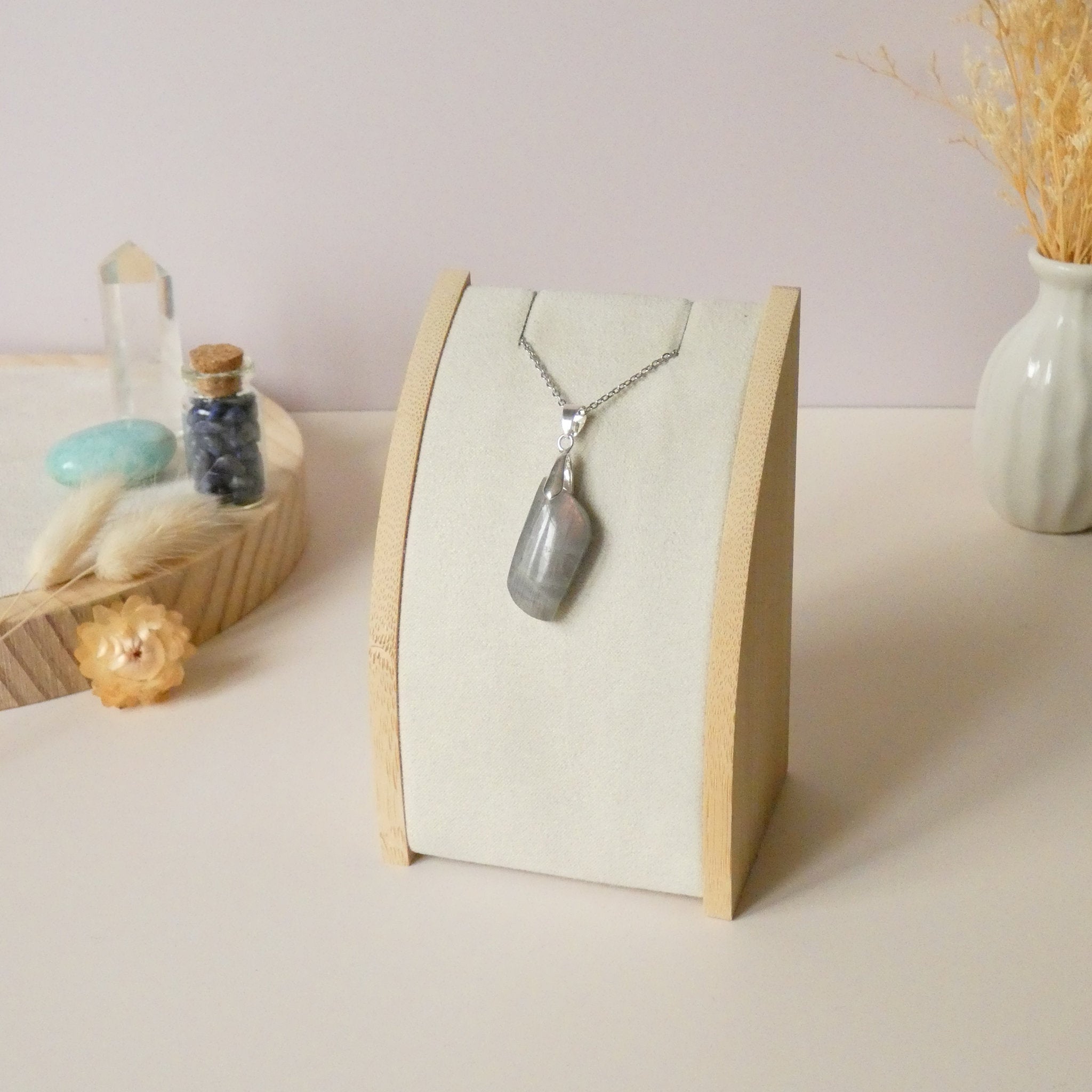 Pendentif en labradorite 2,8 cm bélière argentée