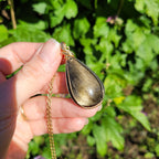 Pendentif obsidienne dorée 5,1 cm wire wrapping doré