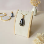 Pendentif obsidienne dorée 5,1 cm wire wrapping doré