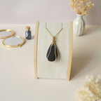 Pendentif obsidienne dorée 5,1 cm wire wrapping doré