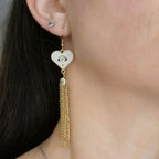 Boucles d'oreilles pendantes coeur et oeil de protection, crochets acier inoxydable doré