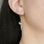 Boucles d'oreilles ballerines, dormeuses acier inoxydable doré