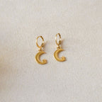 Boucles d'oreilles lune et étoile, dormeuses acier inoxydable doré