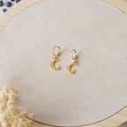 Boucles d'oreilles lune et étoile, dormeuses acier inoxydable doré
