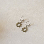 Boucles d'oreilles soleil, dormeuses, doré ou argenté au choix