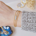 Bracelet acier inoxydable avec aigue marine - doré ou argenté au choix