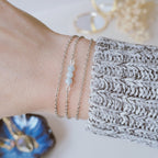 Bracelet acier inoxydable avec aigue marine - doré ou argenté au choix