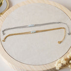 Bracelet acier inoxydable avec aigue marine - doré ou argenté au choix