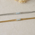 Bracelet acier inoxydable avec aigue marine - doré ou argenté au choix