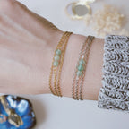 Bracelet acier inoxydable avec aventurine verte - doré ou argenté au choix