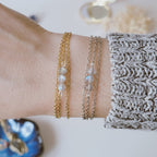 Bracelet acier inoxydable avec labradorite facettée - doré ou argenté au choix