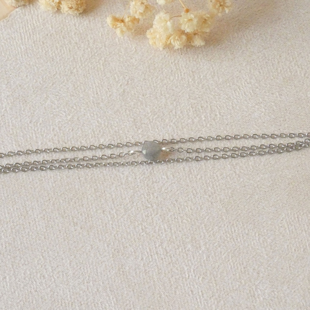 Bracelet en labradorite et acier inoxydable
