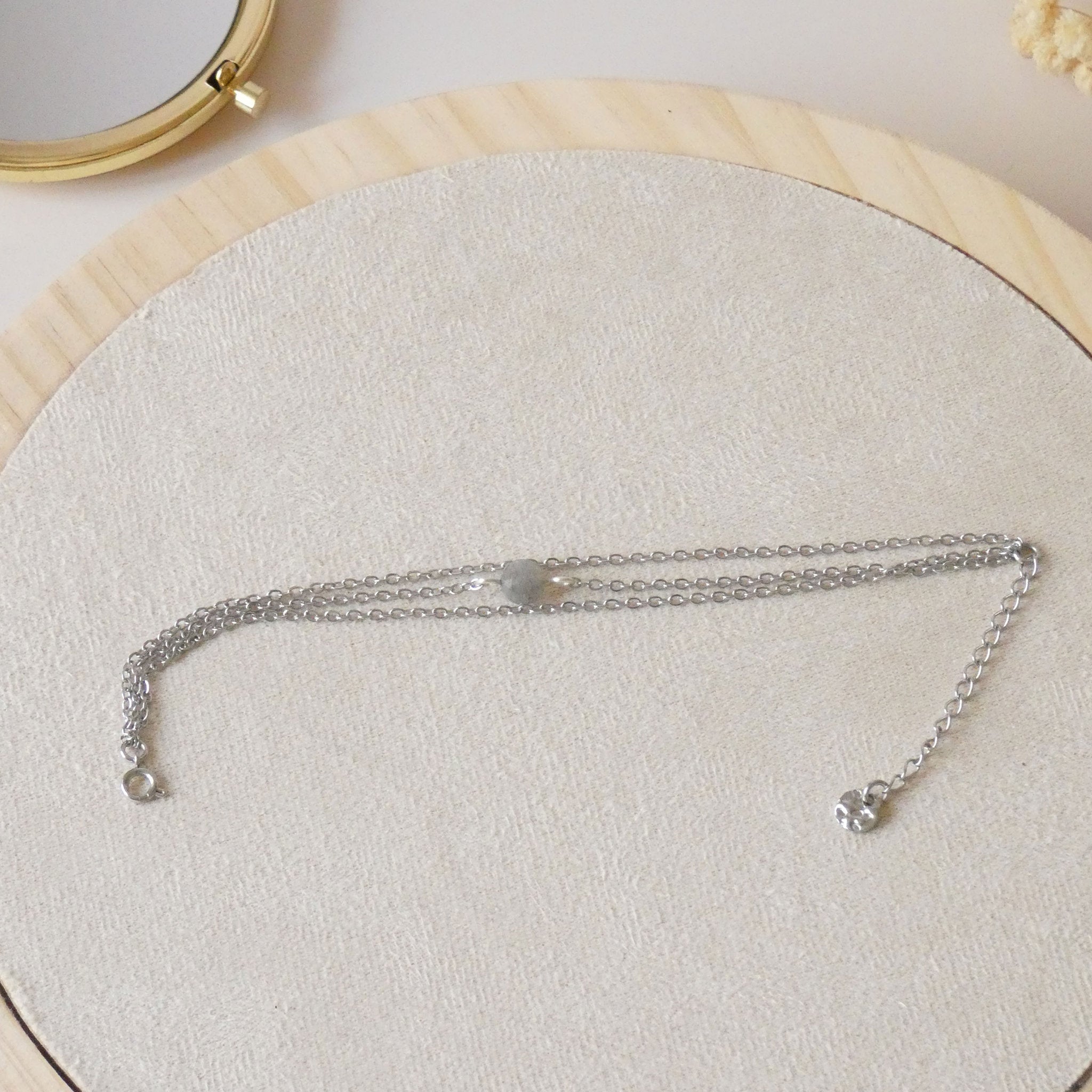 Bracelet en labradorite et acier inoxydable