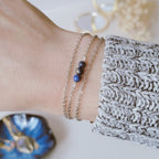 Bracelet acier inoxydable avec lapis lazuli - doré ou argenté au choix