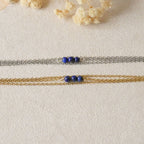 Bracelet acier inoxydable avec lapis lazuli - doré ou argenté au choix