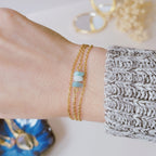 Bracelet en larimar et acier inoxydable