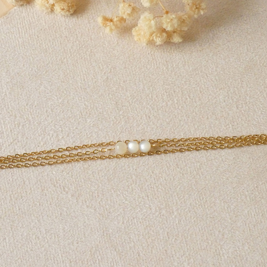 Bracelet en pierre de lune et acier inoxydable