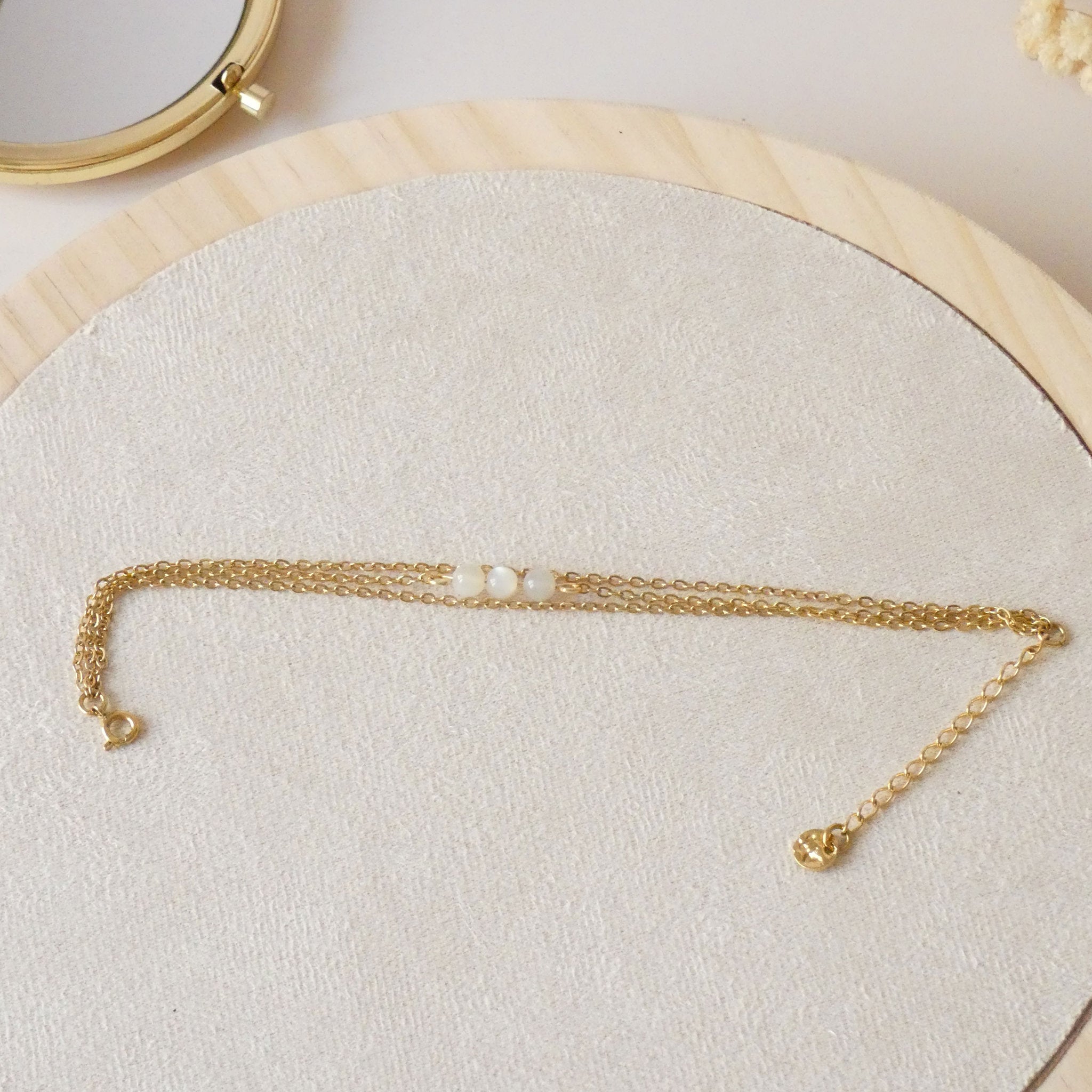 Bracelet en pierre de lune et acier inoxydable