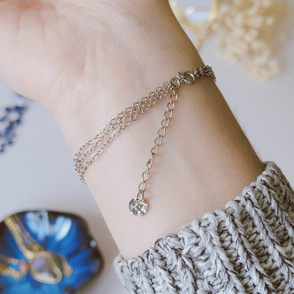 Bracelet acier inoxydable avec lapis lazuli - doré ou argenté au choix