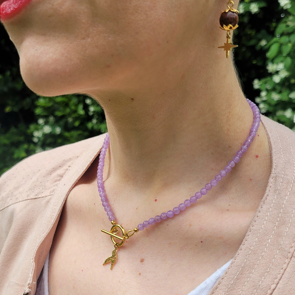 Collier Awen améthyste lavande