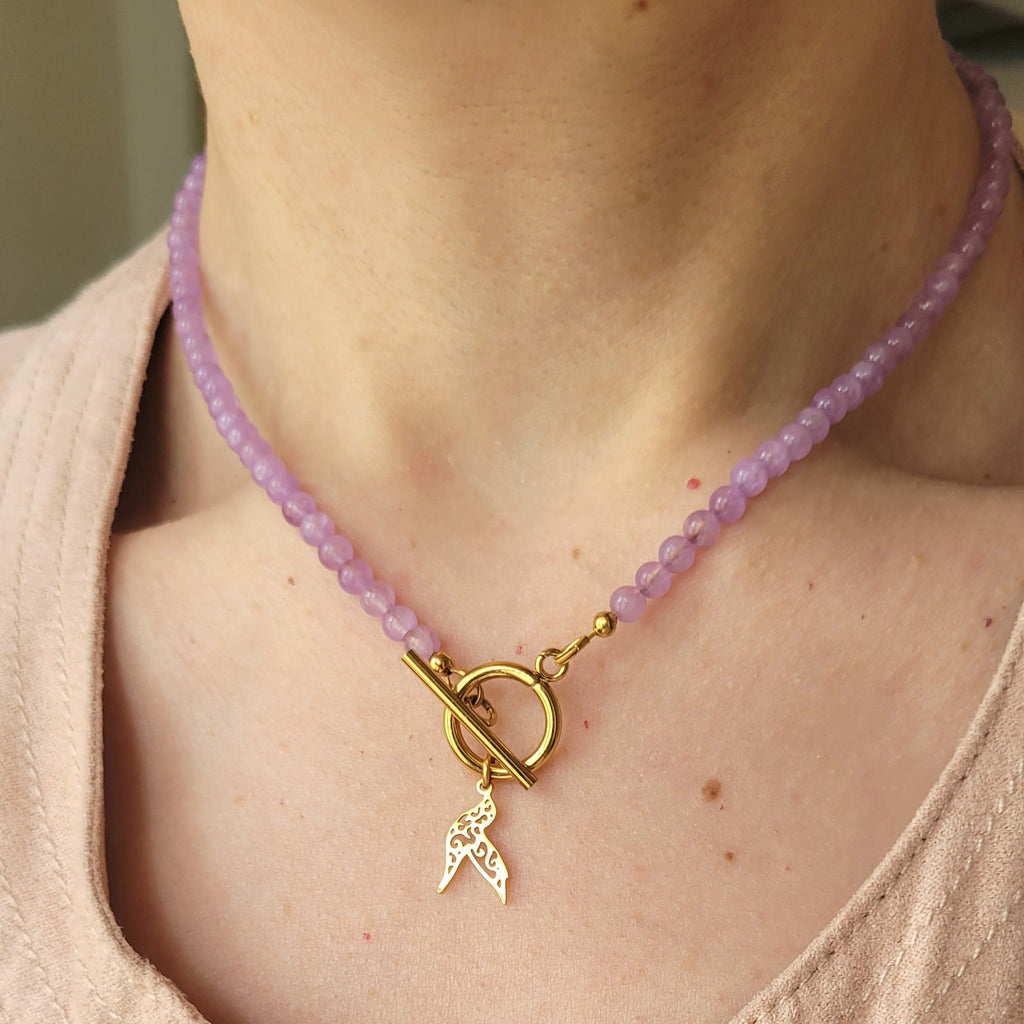 Collier Awen améthyste lavande