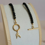 Collier Awen obsidienne dorée