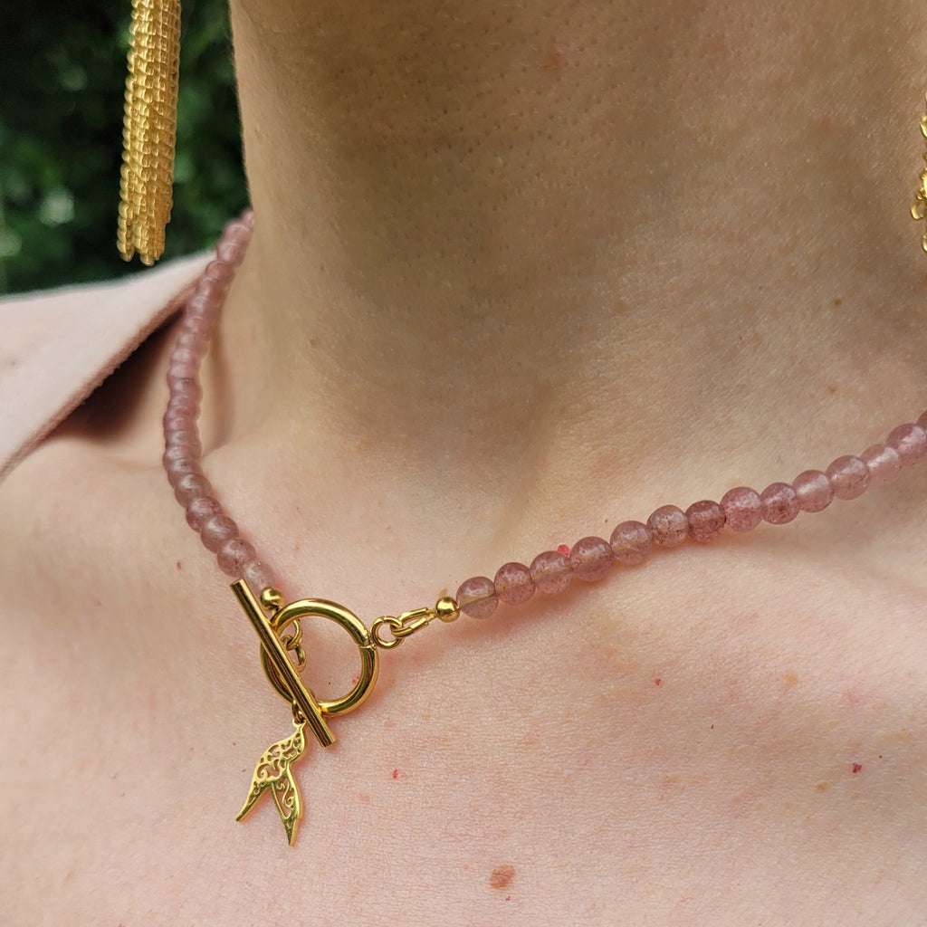 Collier Awen quartz fraise