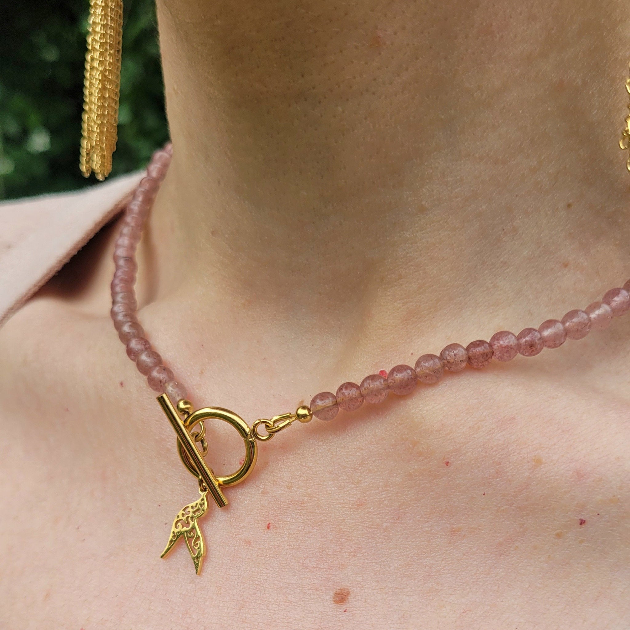 Collier Awen quartz fraise