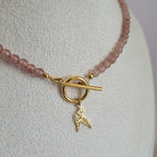 Collier Awen quartz fraise
