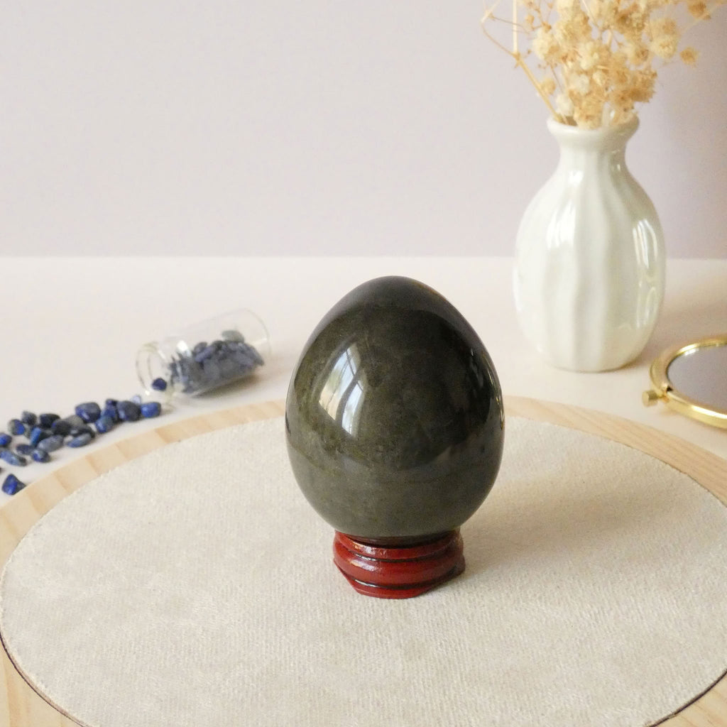 Oeuf en obsidienne dorée du Mexique 6cm - 180gr