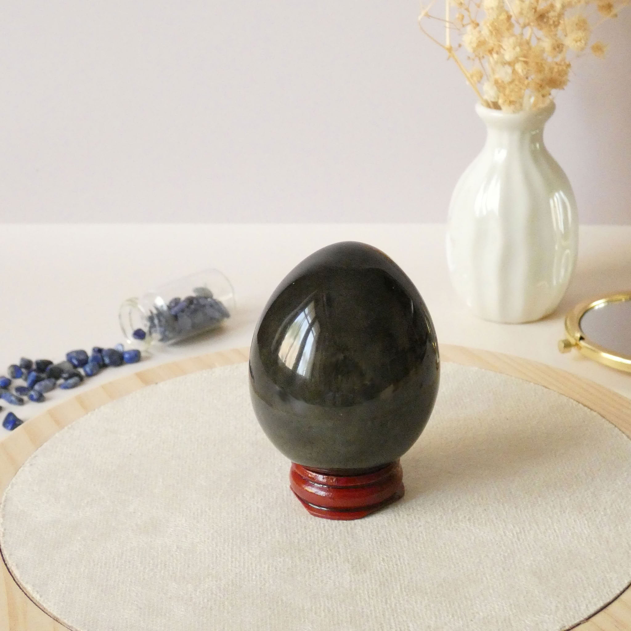 Oeuf en obsidienne dorée du Mexique 6cm - 180gr