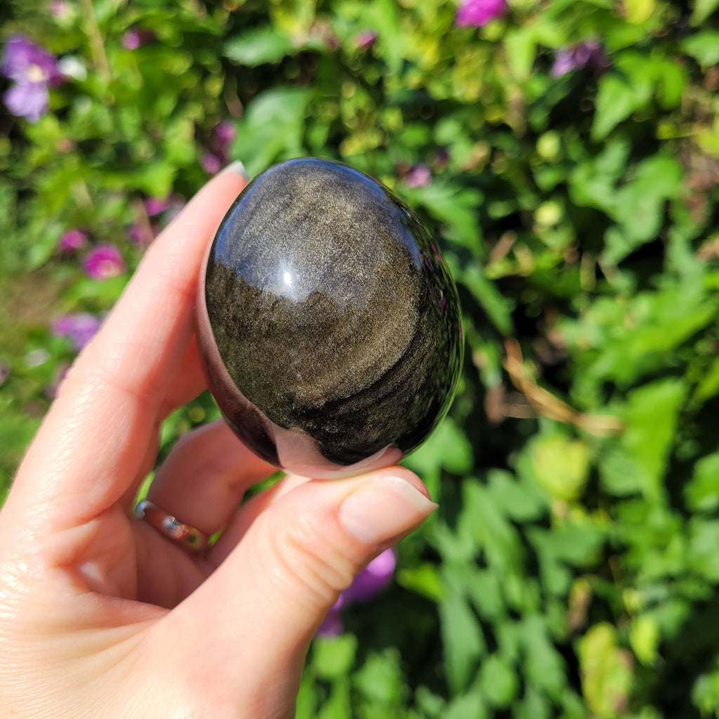 Oeuf en obsidienne dorée du Mexique 5,8cm - 167gr