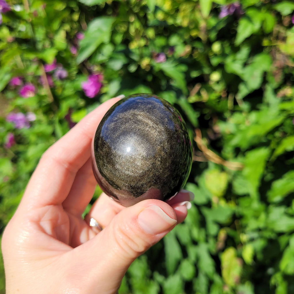 Oeuf en obsidienne dorée du Mexique 5,8cm - 167gr