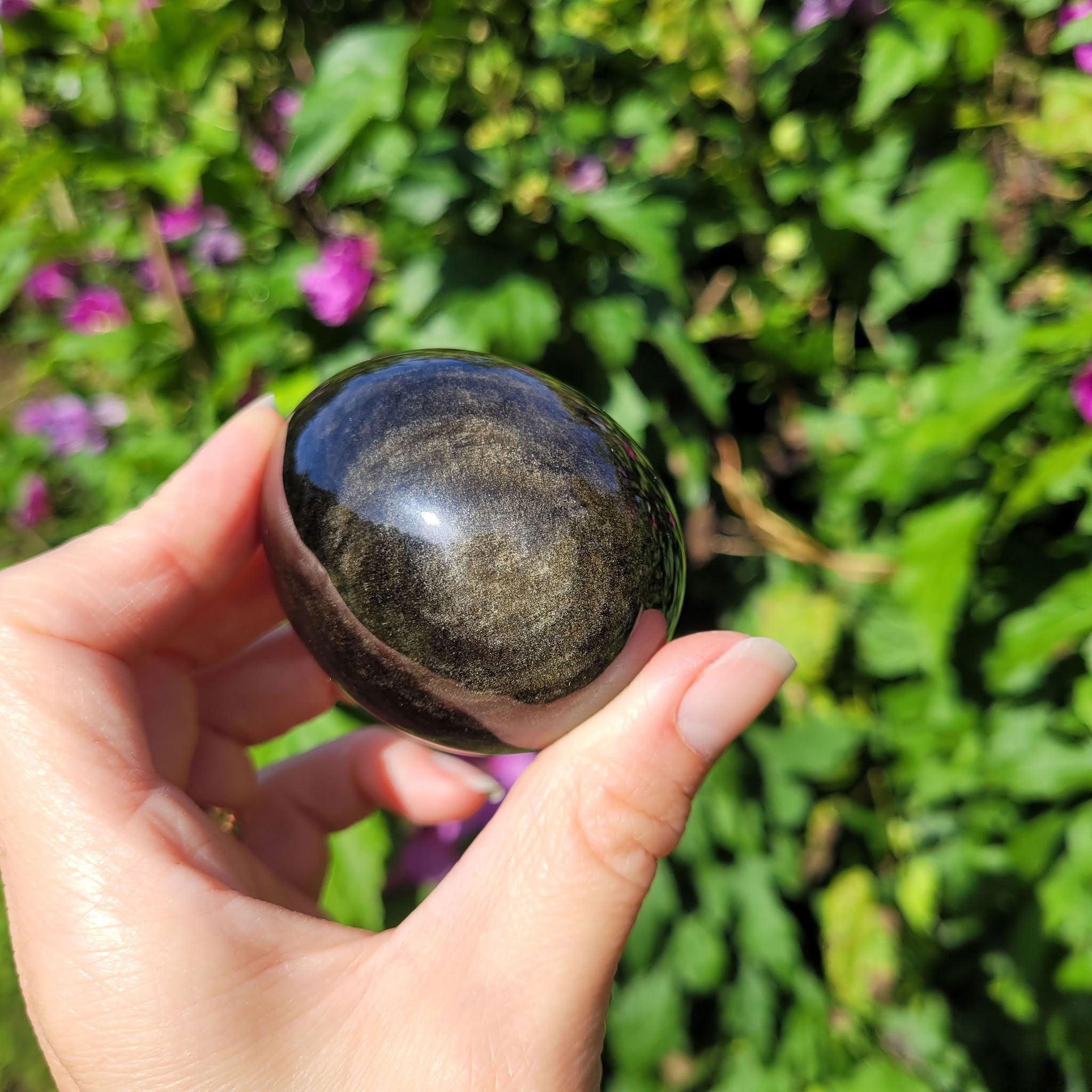 Oeuf en obsidienne dorée du Mexique 5,8cm - 167gr