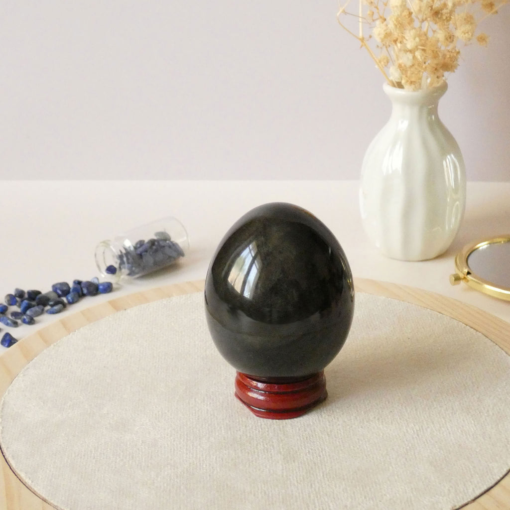 Oeuf en obsidienne dorée du Mexique 5,8cm - 167gr