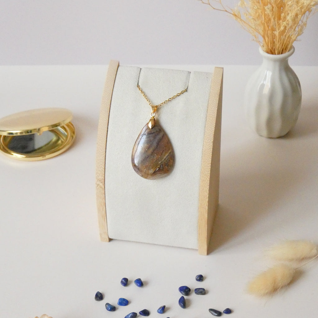 Pendentif agate et améthyste de Châtelperron, Auvergne 3,9 cm